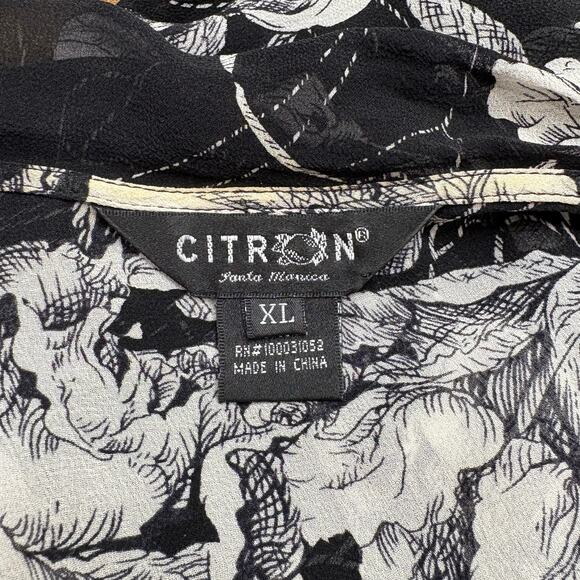 Citron Size XL Cardigan 100% Silk Floral Whimsigoth Dark Fairy Boho Sheer Floral - Picture 4 of 15